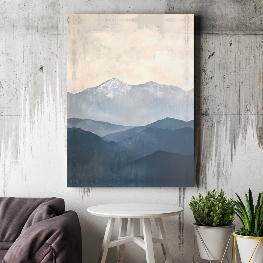 Misty Mountain Canvas Print | Abstract Blue Ridge Landscape | Premium 1.25" Thick Canvas | Modern Home Decor Gift