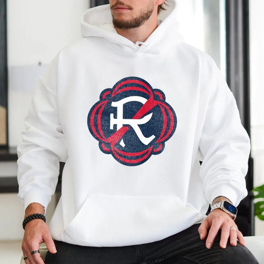 Vintage R Crest Hoodie | Distressed Americana Graphic Sweatshirt | Soft Cotton Blend | Unisex Patriotic Apparel Gift