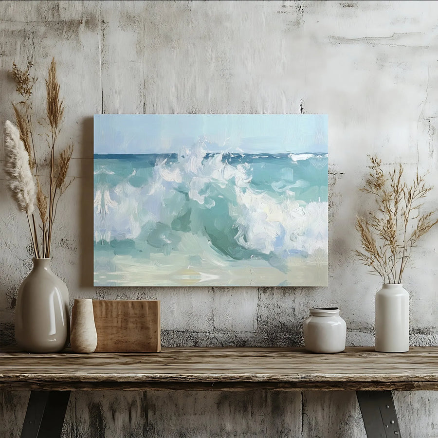 Ocean Waves Wall Art | Impressionistic Seascape Canvas | Gallery Quality Fade-Resistant Print | Coastal Home Decor Gift for Beach Lovers