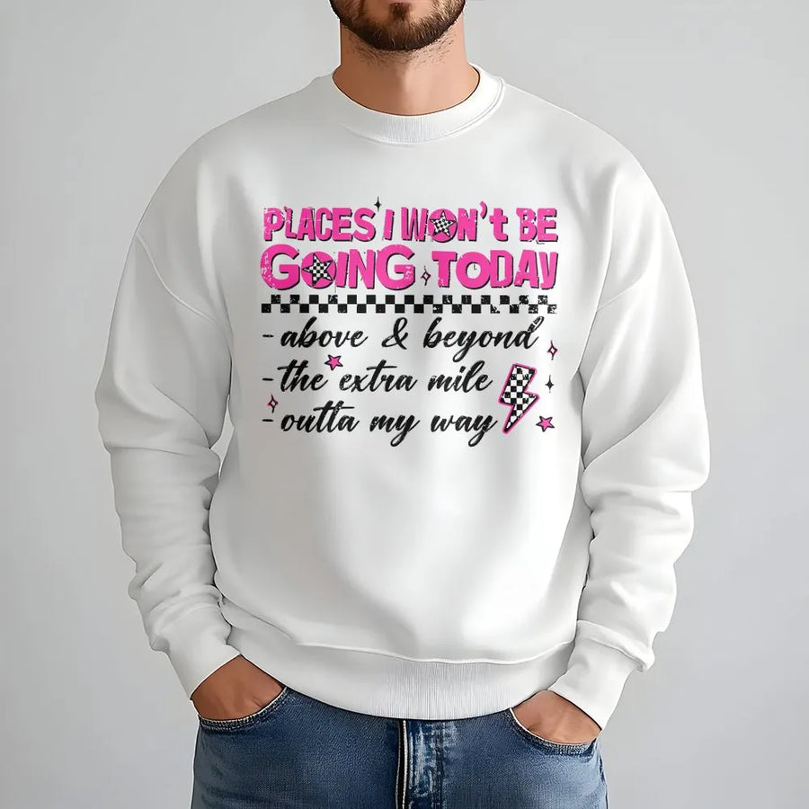 Funny Sarcastic Sweatshirt | Retro Checkerboard 'Going Today' Quote | Premium Soft Cotton | Edgy Y2K Style Gift for Women
