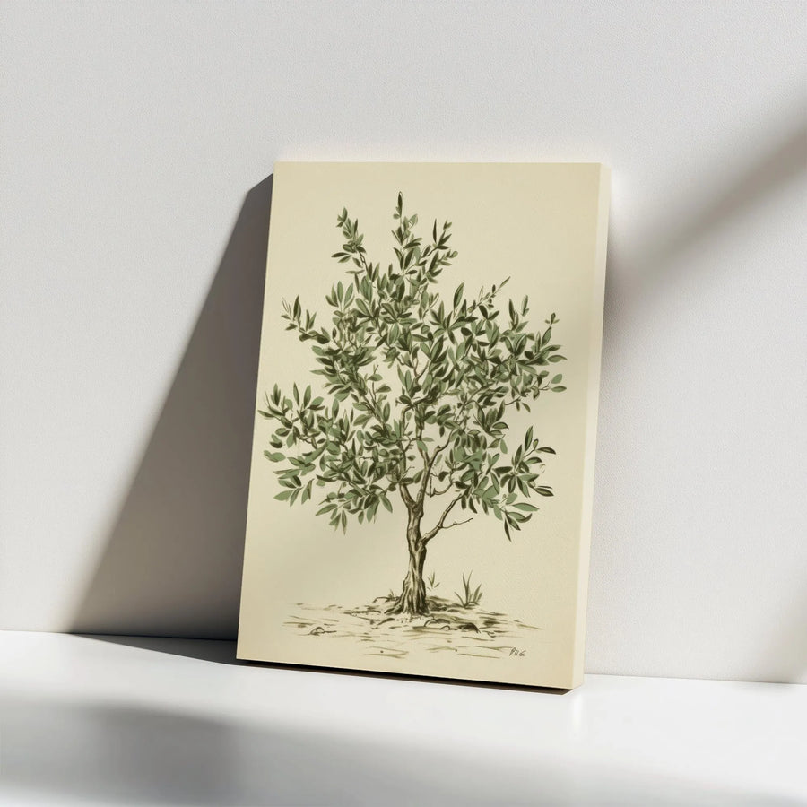 Olive Tree Canvas Wall Art | Vintage Botanical Illustration Print | Premium Thick Gallery Wrap Canvas | Rustic Farmhouse Kitchen Decor Gift