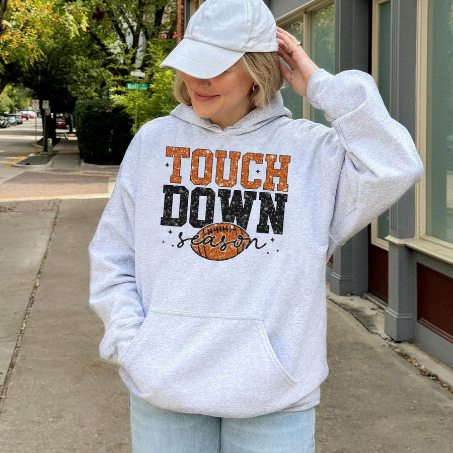 Touchdown Season Hoodie | Glitter Football Graphic | Soft Cotton-Blend Premium Fabric | Game Day Gift for Football Fans