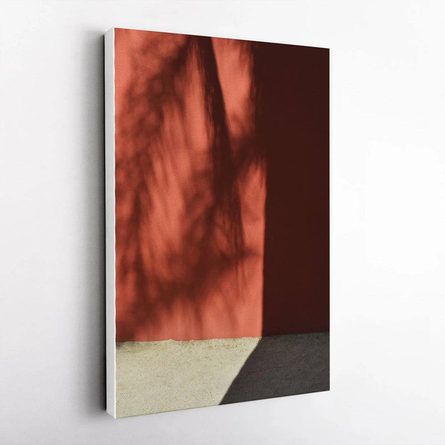 Abstract Shadow Canvas Print | Terracotta Wall & Botanical Shadow Art | Premium Gallery Wrap Canvas | Modern Home Decor Gift