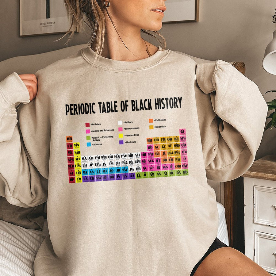 Periodic Table of Black History Sweatshirt | Educational Cultural Heritage Graphic | Premium Cotton Blend | Unisex Gift for History Lovers