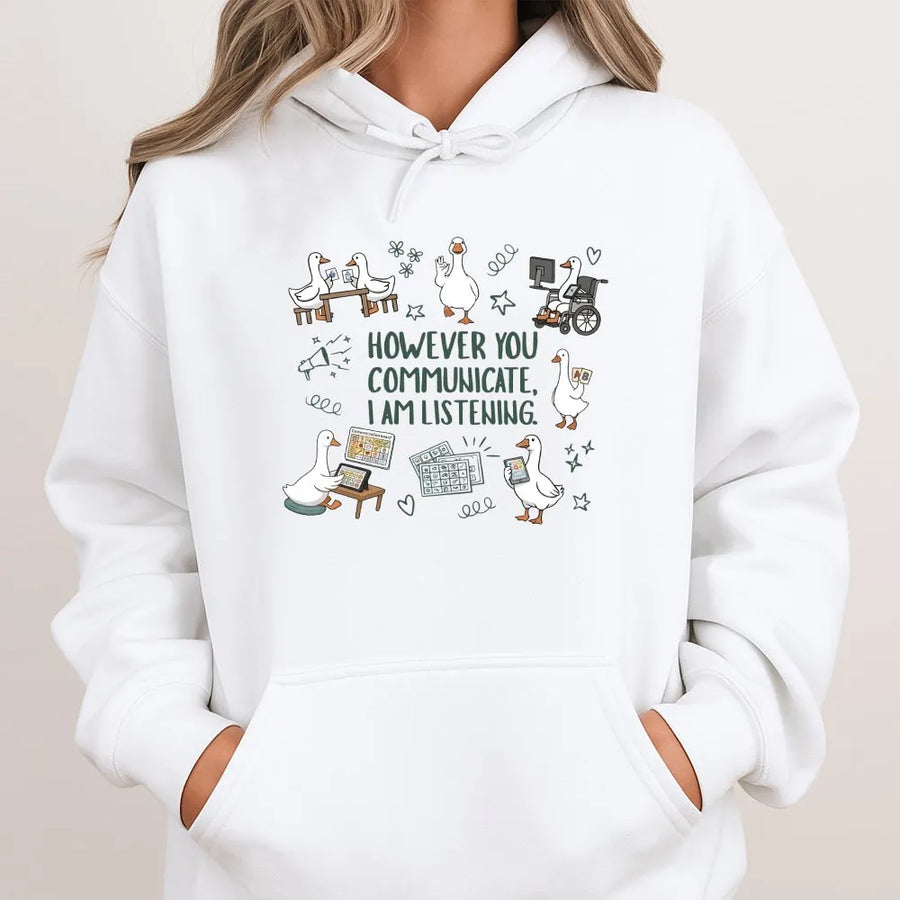 Special Education Teacher Hoodie | Goose Communication Graphic Print | Premium Cotton Blend | Gift for SLP Therapist & Inclusion Advocate