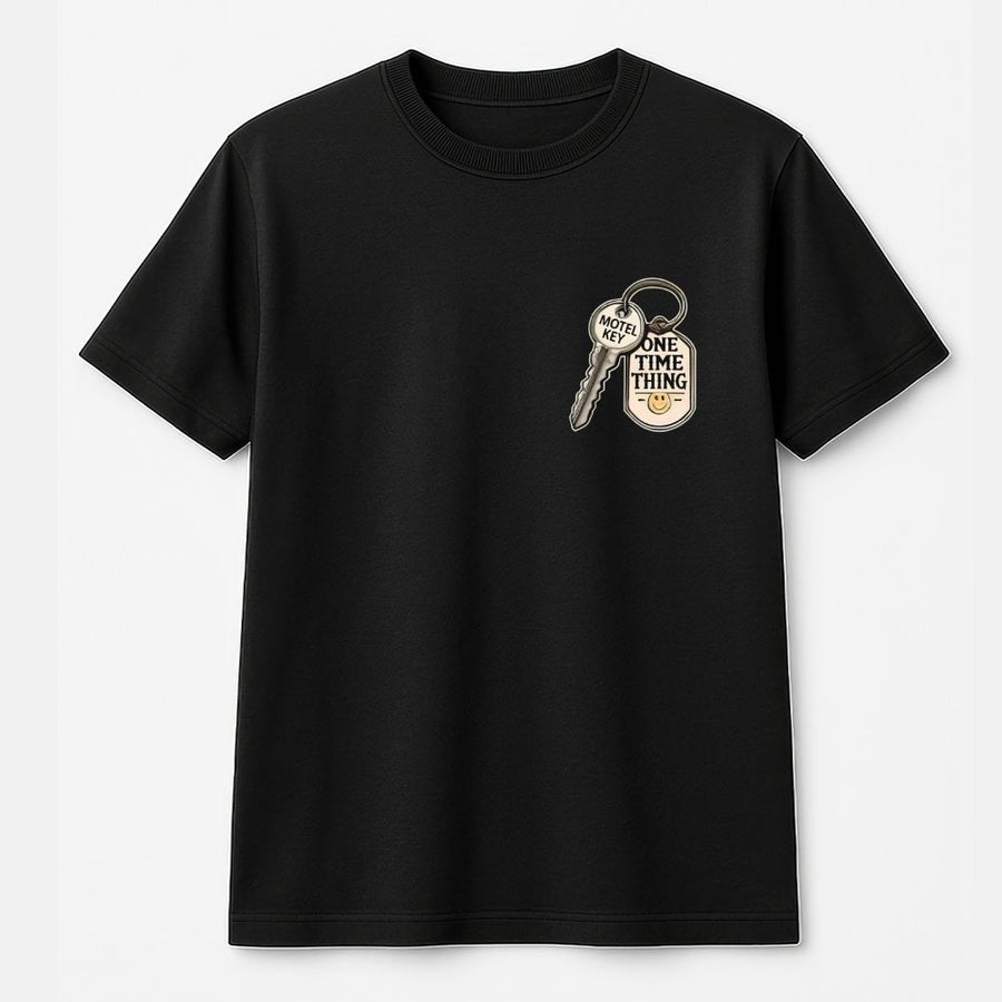 One Time Thing Motel Key T-Shirt | Retro Aesthetic Graphic Print | Premium Soft Cotton Tee | Trendy Unisex Streetwear Gift for Him and Her