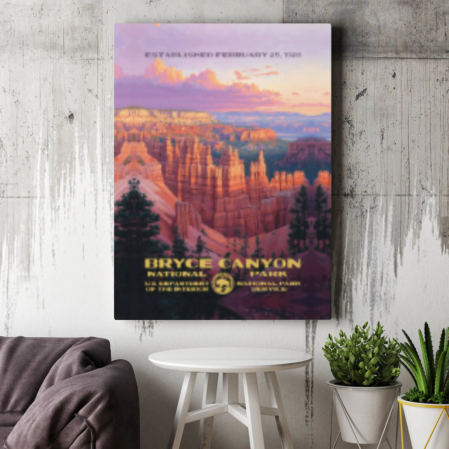 Bryce Canyon National Park Canvas Wall Art | Vintage WPA Travel Poster Style | Premium Gallery Wrap Decor | Gift For Nature Lovers