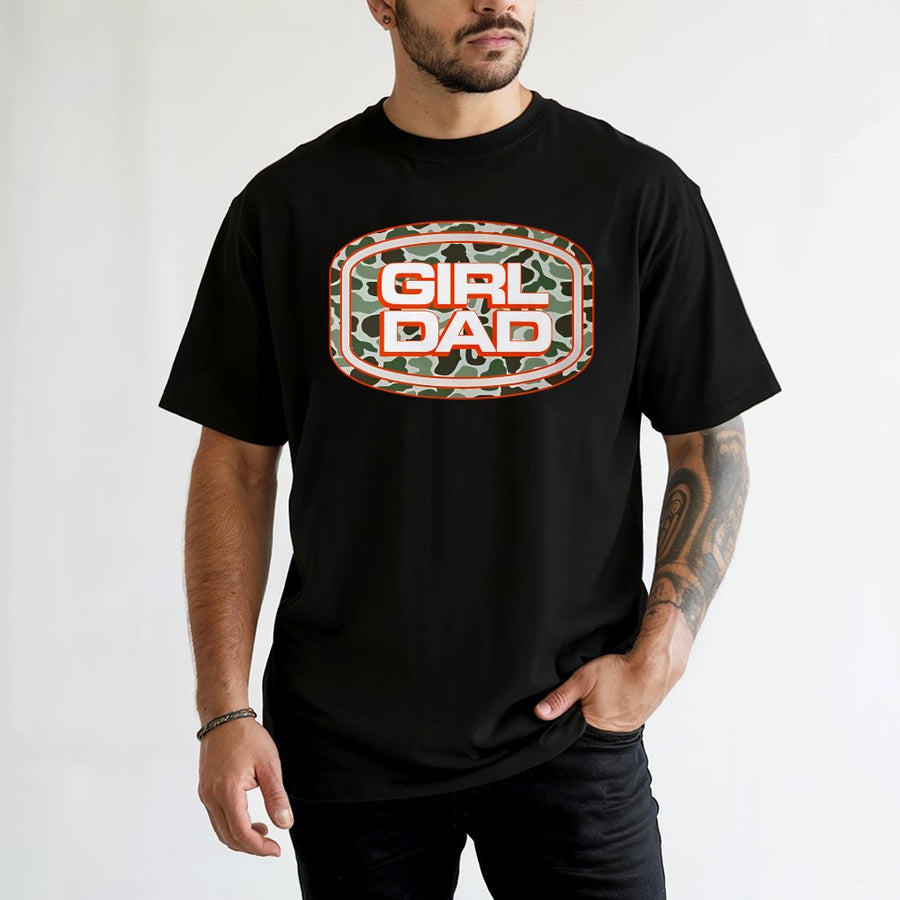 Girl Dad T-Shirt | Camo Graphic Print Design | Premium 100% Cotton Tee | Best Gift for Proud Fathers and New Dads