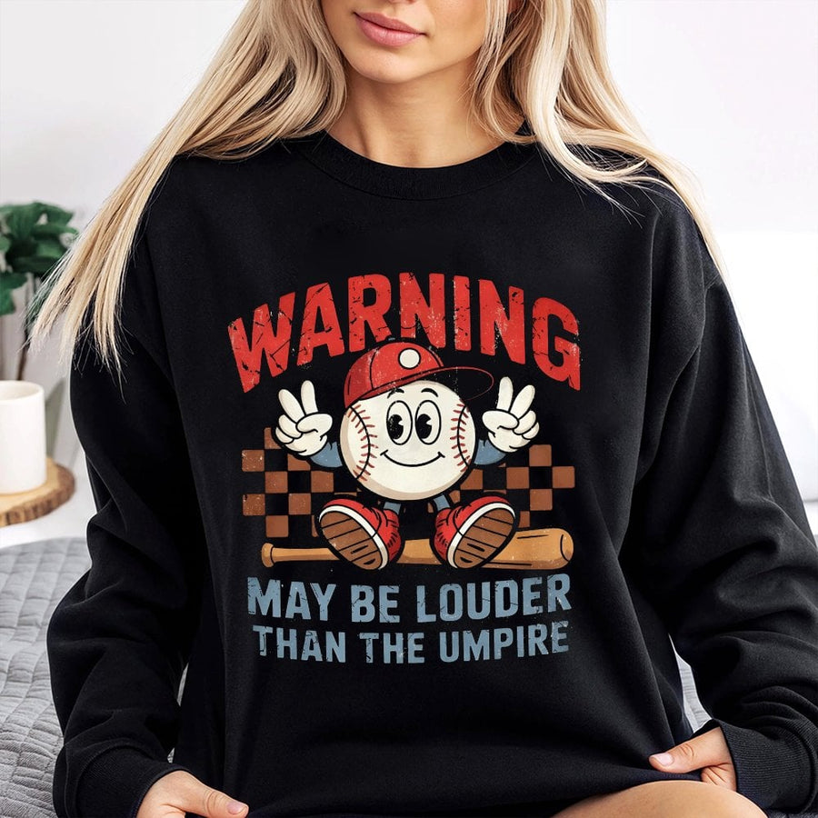 Baseball Mom Sweatshirt | Funny Louder Than The Umpire Graphic | Retro Game Day Crewneck | Premium Cotton Blend Fan Gift For Her