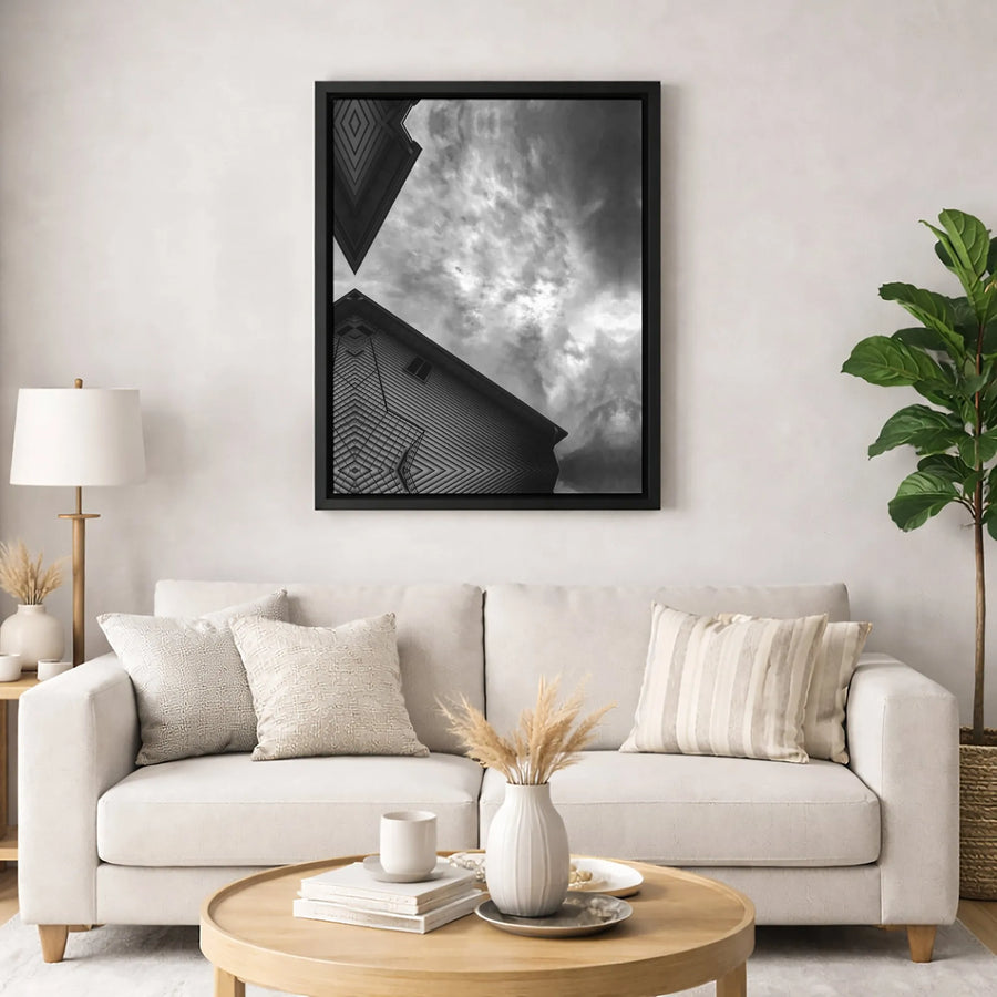 Abstract Architectural Canvas Print | Black and White Geometric Building Photography | 1.25 Inch Premium Gallery Wrap | Modern Home Decor Wall Art
