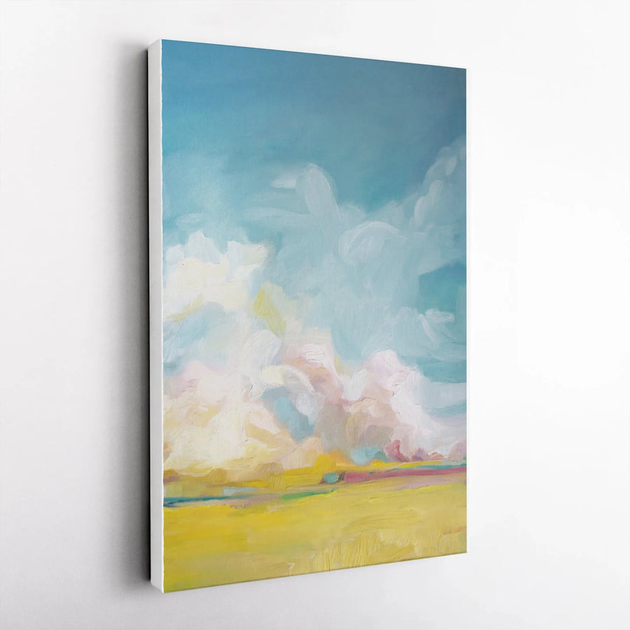 Abstract Summer Landscape Vertical Canvas | Impressionist Sky Wall Art | Premium 1.25" Thick Gallery Canvas | Limited Edition Print for Living Room