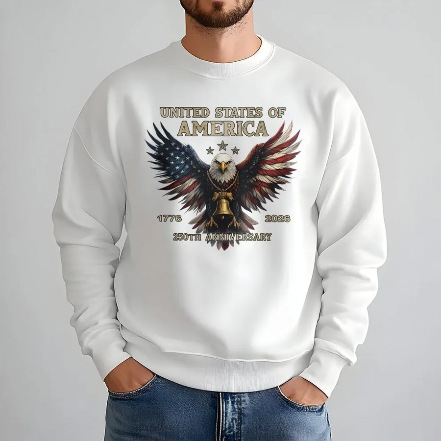 USA 250th Anniversary Sweatshirt | 1776-2026 Patriotic Eagle Design | Premium Cotton-Poly Blend | Unisex Gift for American Independence Day