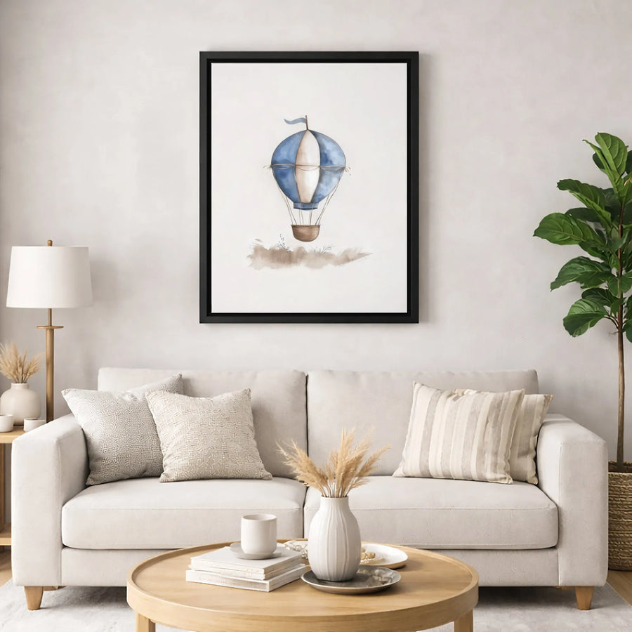 Hot Air Balloon Canvas Print | Watercolor Nursery Wall Art | 1.25 Inch Premium Gallery Wrap | Whimsical Travel Decor For Kids Room