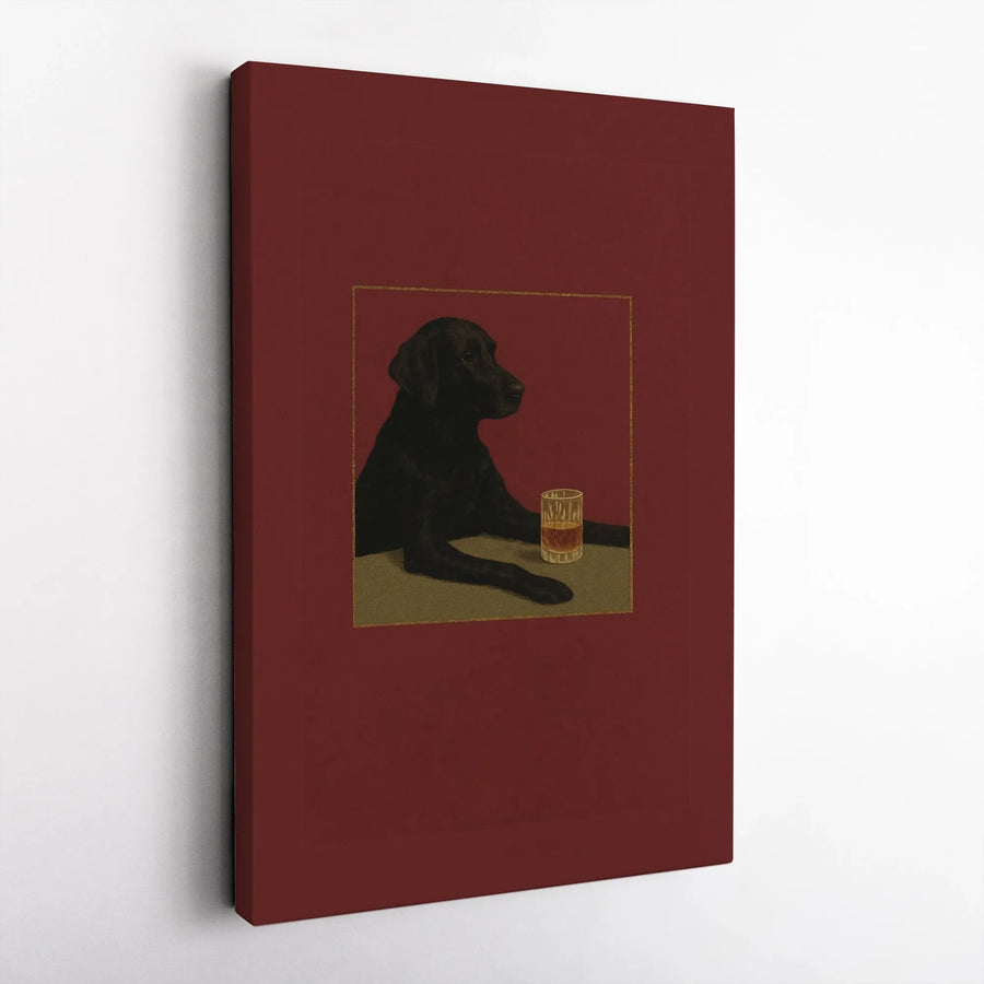 Black Labrador Whiskey Canvas Art | Sophisticated Bar Decor | Gallery-Quality Premium Canvas | Gift for Dog Lovers & Bourbon Enthusiasts