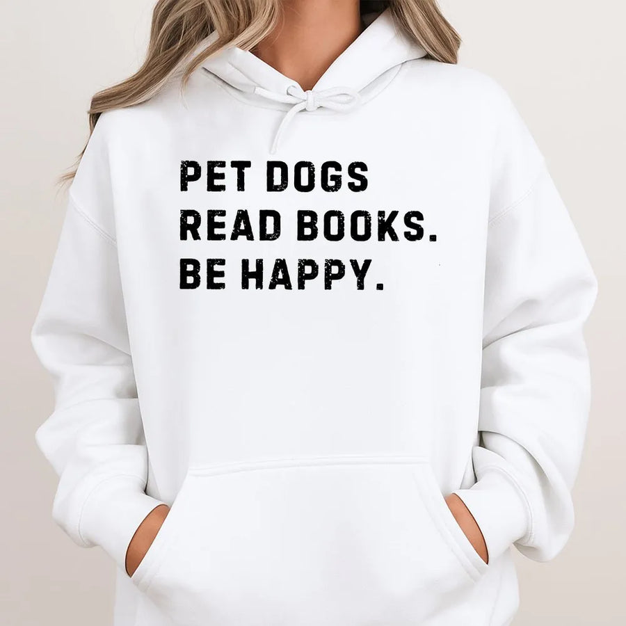 Pet Dogs Read Books Hoodie | Funny Slogan Graphic Tee | Premium Soft Cotton | Gift for Book Lovers and Readers