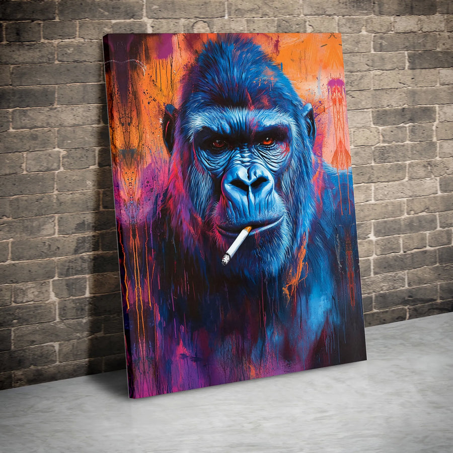 Graffiti Gorilla Canvas Print | Smoking Ape Street Art | Premium 1.25" Gallery Wrap | Edgy Home Office Decor Gift