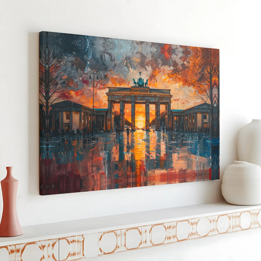 Brandenburg Gate Canvas Print | Abstract Impressionist Berlin Sunset Art | Premium Gallery Wrap Wall Decor | Travel Gift for Germany Enthusiasts