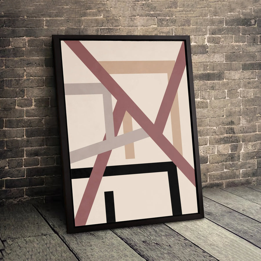 Abstract Geometric Canvas Wall Art | Muted Earth Tone Lines | Premium Fade-Resistant Print | Modern Minimalist Home Decor Gift