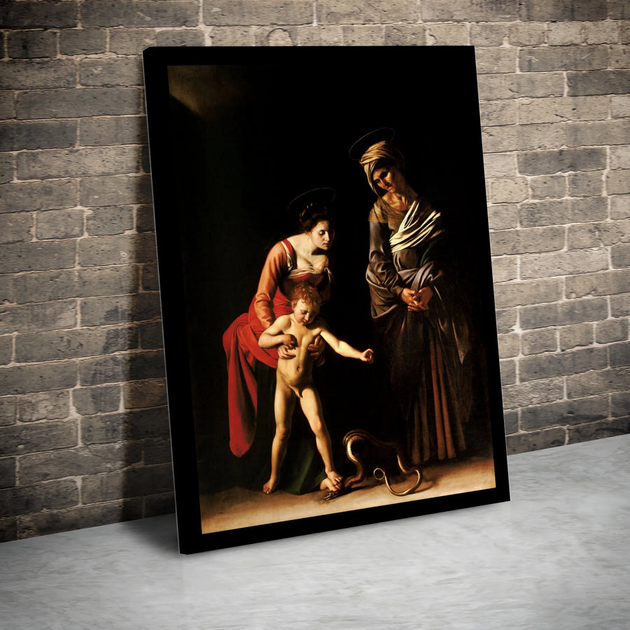 Caravaggio Madonna Canvas Print | Madonna and Child with St Anne Painting | Premium Baroque Art Reproduction | Catholic Home Decor Gift