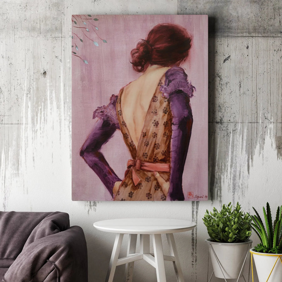 Elegant Woman Portrait Canvas Print | Vintage Figurative Art Painting | Premium 1.25" Thick Gallery Wrap | Collector's Gift for Home Decor