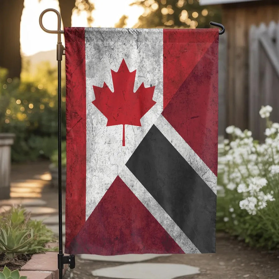 Canadian Trinidadian Heritage Flag | Distressed Combined National Flags Design | Premium Weather-Resistant Polyester | Outdoor Yard Decor & Patriotic Gift