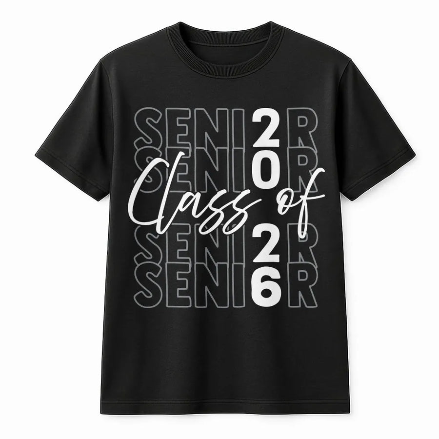 Class of 2026 Senior T-Shirt | Retro Typography Graduation Design | 100% Cotton Premium Tee | Unique High School Senior Year Gift for Him or Her