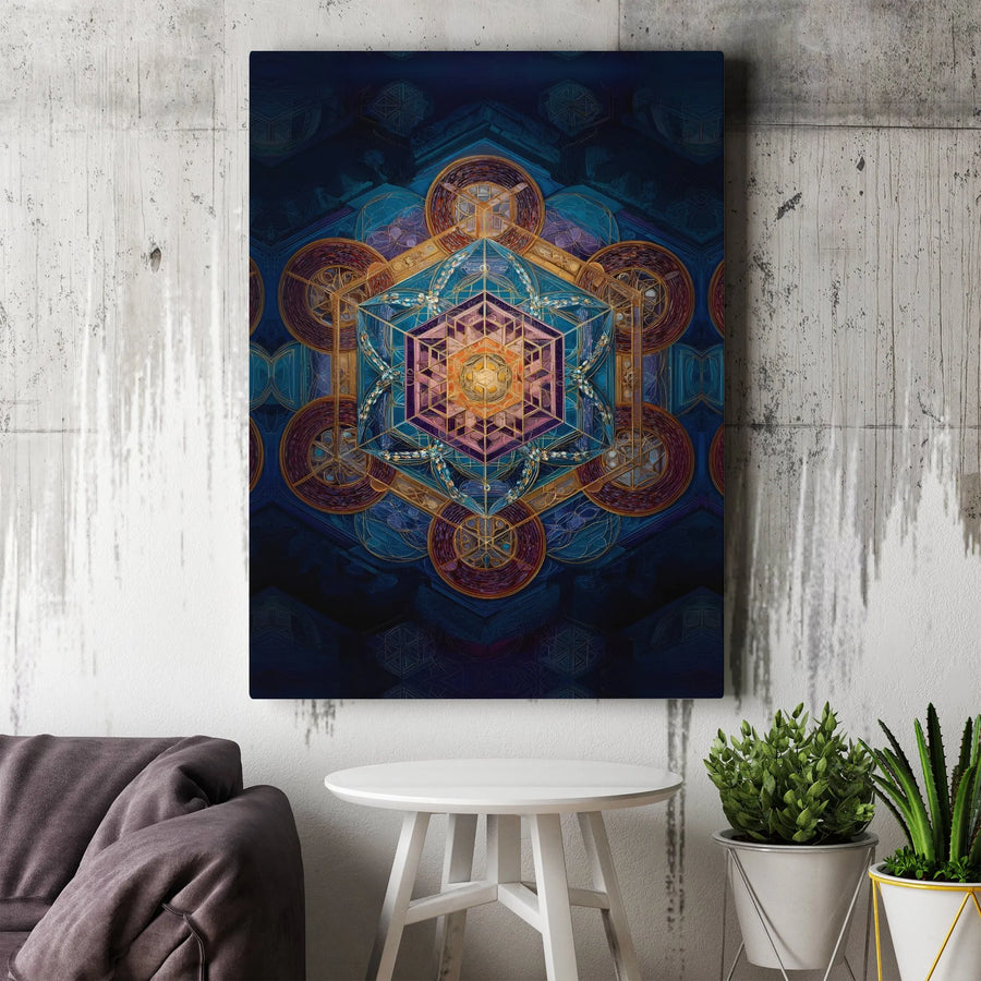 Metatron's Cube Canvas Wall Art | Vibrant Sacred Geometry Print | Premium Thick Gallery Wrap | Spiritual Gift for Meditation Room Decor