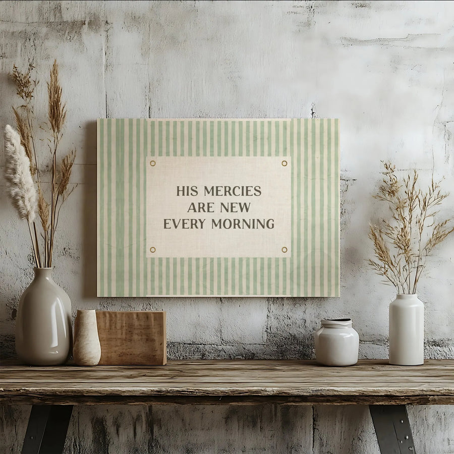 Bible Verse Canvas Print | His Mercies Are New Every Morning | Premium Gallery Wrapped Canvas | Christian Home Decor Inspirational Scripture Gift