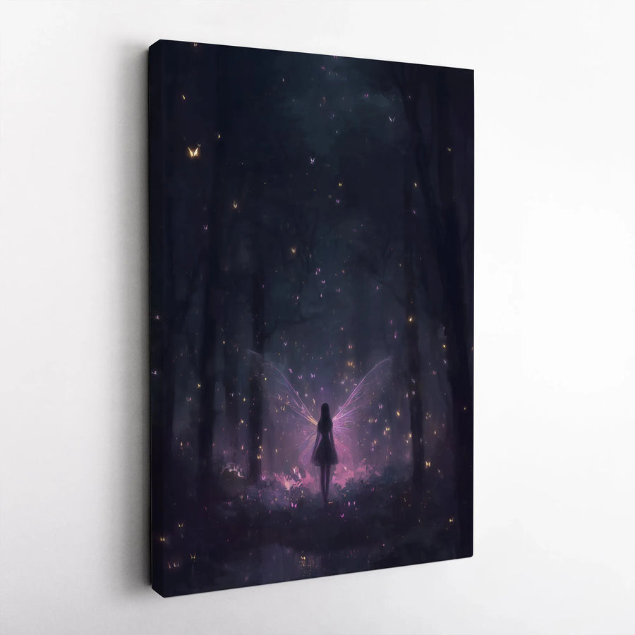 Enchanted Fairy Forest Canvas Print | Magical Glowing Wing Wall Art | Premium Gallery Wrapped Decor | Fantasy Room Gift for Girls