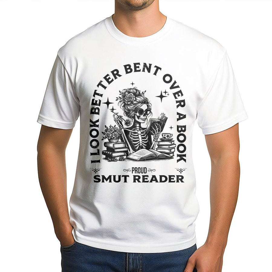 Smut Reader T-Shirt | Skeleton Book Lover Graphic Tee | Premium Cotton Spicy Bookish Apparel | Funny Gift For Dark Romance Readers