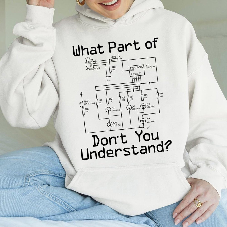 What Part Of Circuit Diagram Hoodie | Funny Electrical Engineering Graphic | Premium Cotton Blend Pullover | Tech Gift For Engineers & Nerds