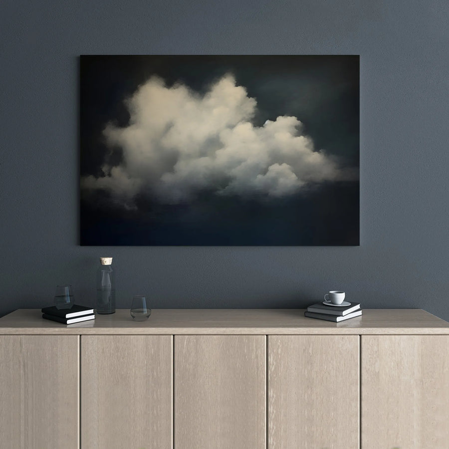 Moody Cloud Canvas Wall Art | Realistic Stormy Sky Landscape | Premium Gallery Wrap Print | Modern Home & Office Decor