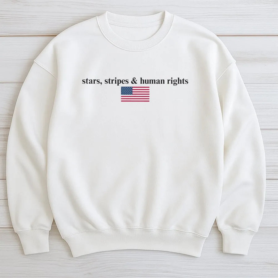 Human Rights Sweatshirt | Stars Stripes & American Flag Design | Premium Cotton Blend | Feminist Social Justice Gift