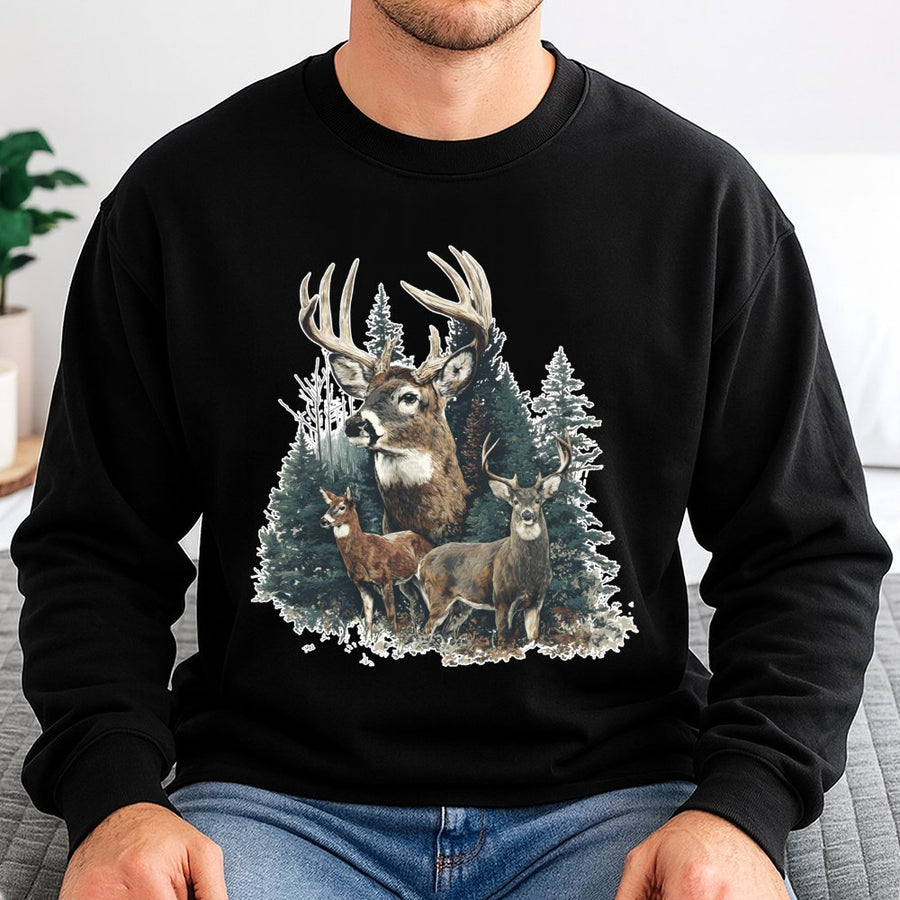 Deer Hunting Sweatshirt | Retro Nature Graphic Print | Premium Cotton Blend | Gift for Outdoorsman and Wildlife Lover