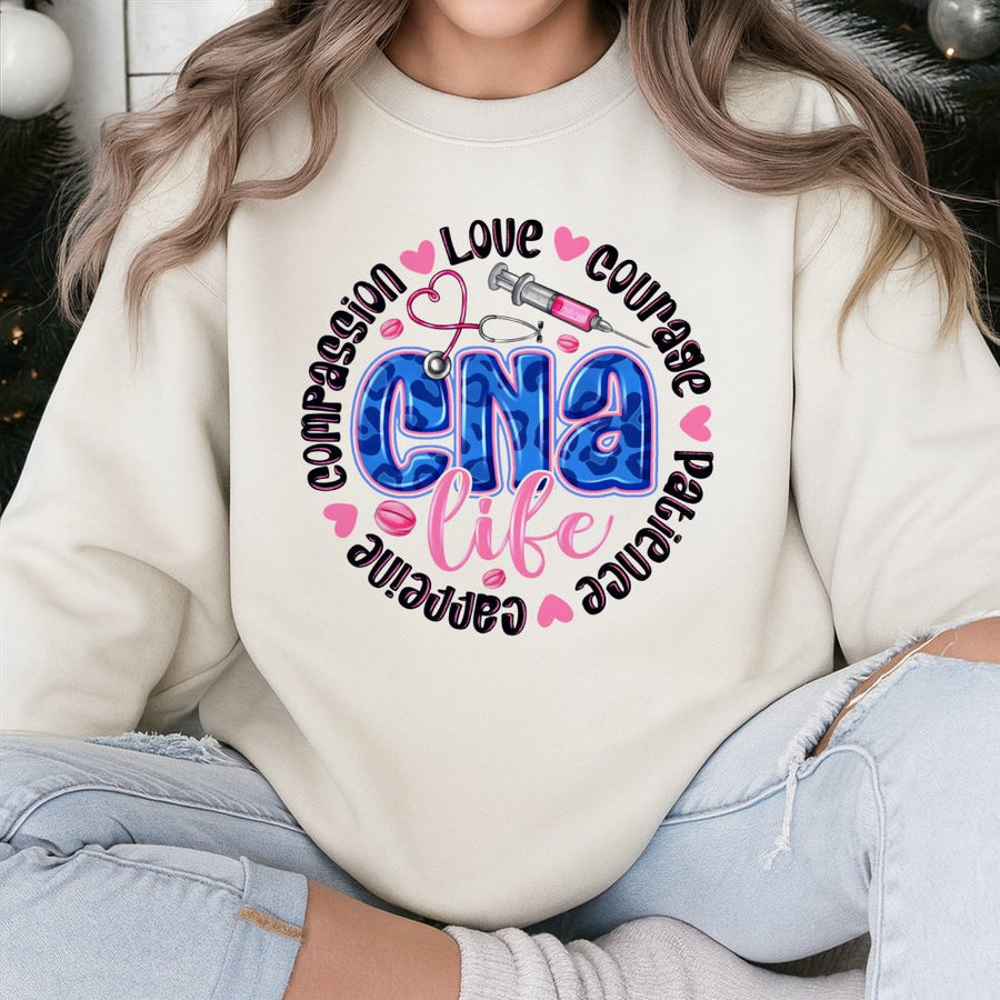 CNA Sweatshirt | Certified Nursing Assistant Medical Graphic Tee | Soft Cotton Blend Crewneck | Graduation Gift for Nurse Practitioner Students