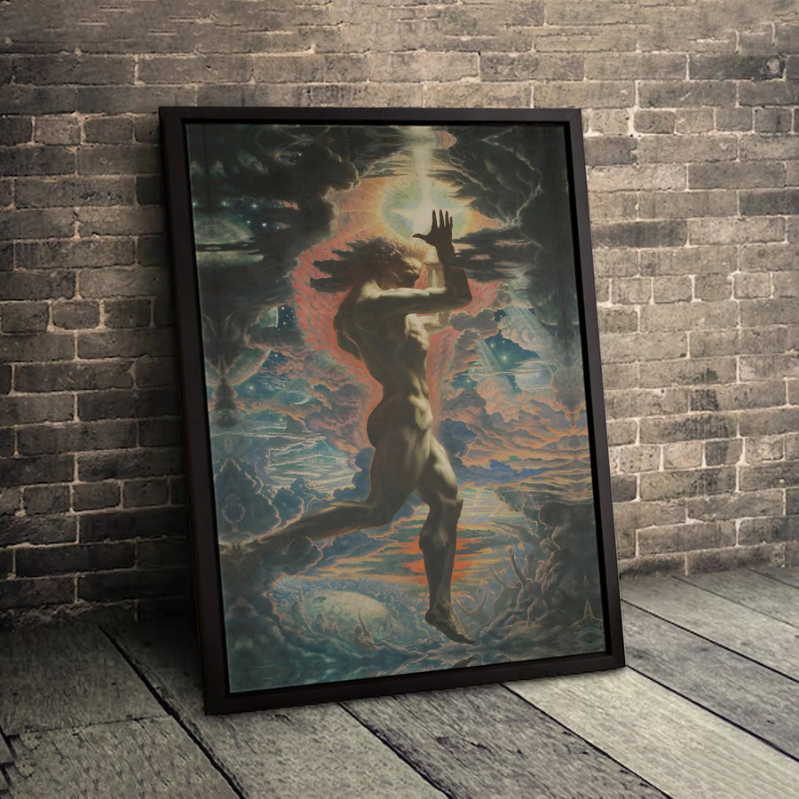 Prometheus Canvas Wall Art | Jean Delville Classical Painting Print | Premium Gallery Wrap Decor | Mythological Fine Art Gift for Home