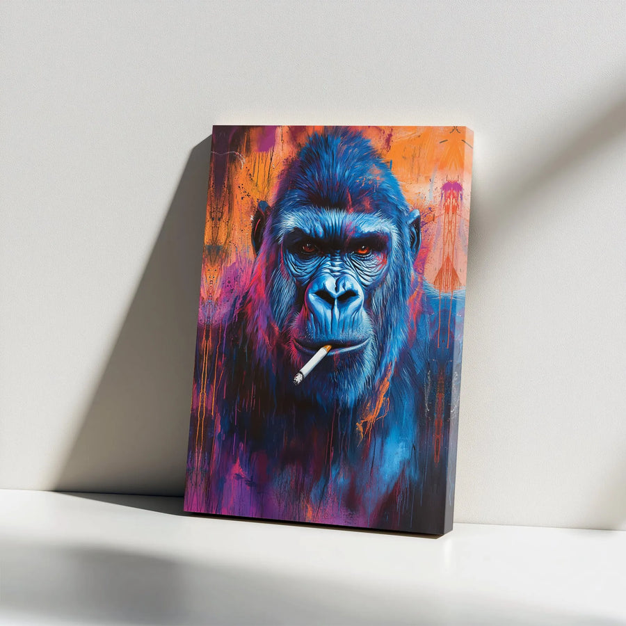 Graffiti Gorilla Canvas Print | Smoking Ape Street Art | Premium 1.25" Gallery Wrap | Edgy Home Office Decor Gift