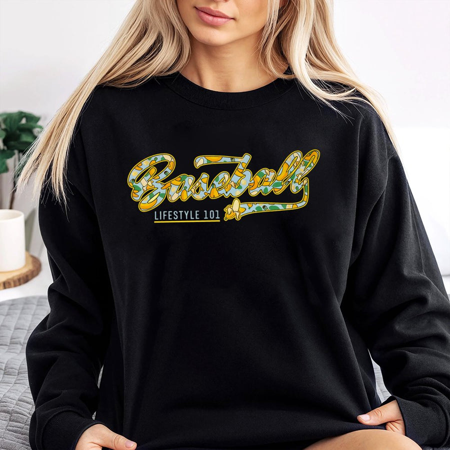 Baseball Banana Sweatshirt | Retro Sporty Typography Graphic | Premium Cotton Blend Crewneck | Unisex Gift For Baseball Fans & Players