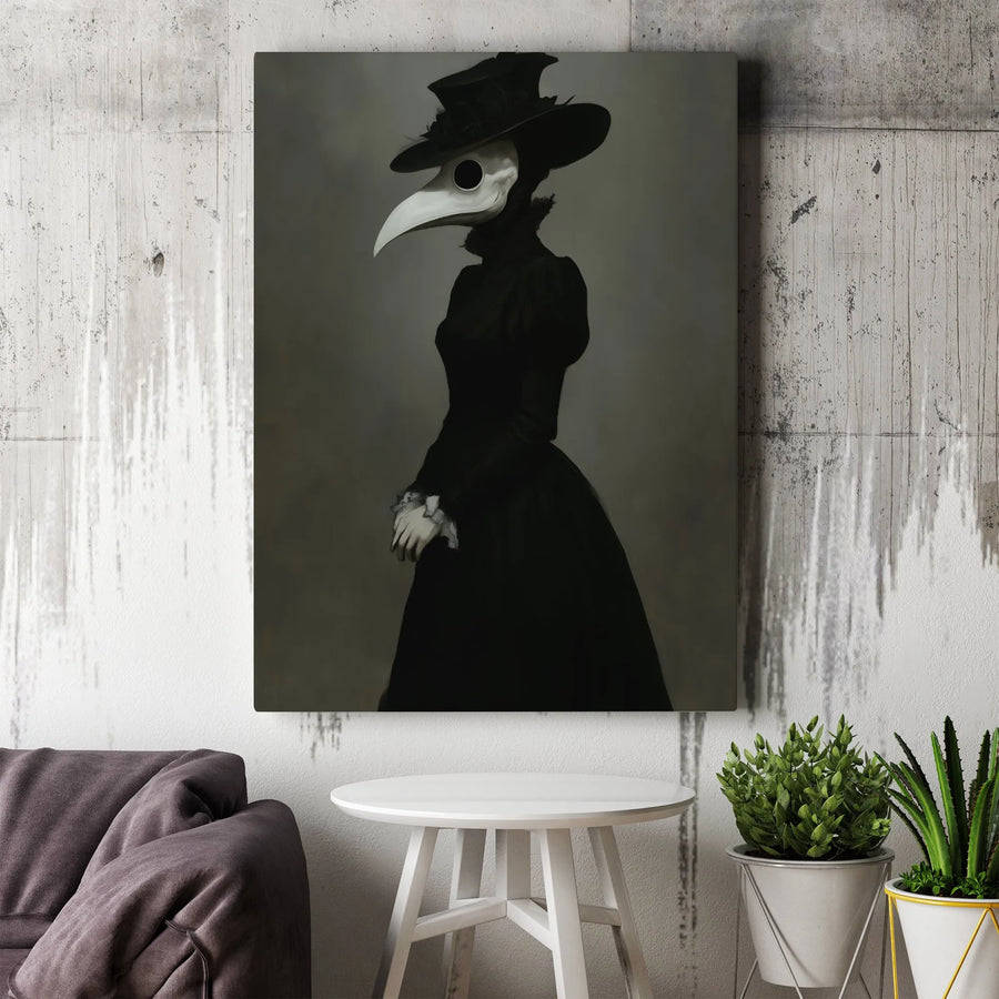 Plague Doctor Canvas Wall Art | Gothic Victorian Portrait | Premium Fade-Resistant Gallery Wrap | Dark Academia Home Decor Gift