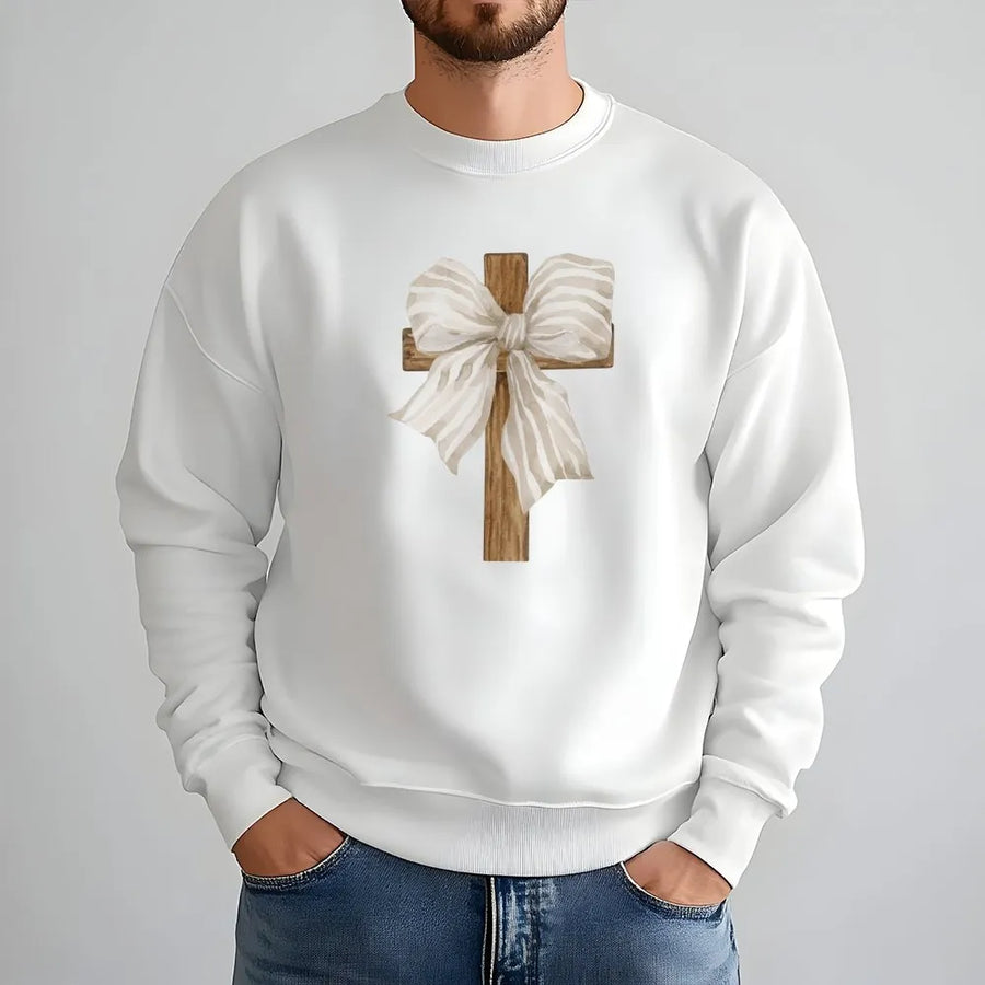 He Is Risen Easter Sweatshirt | Coquette Aesthetic Christian Design | Cotton-Poly Blend Premium Comfort | Religious Holiday Gift for Women