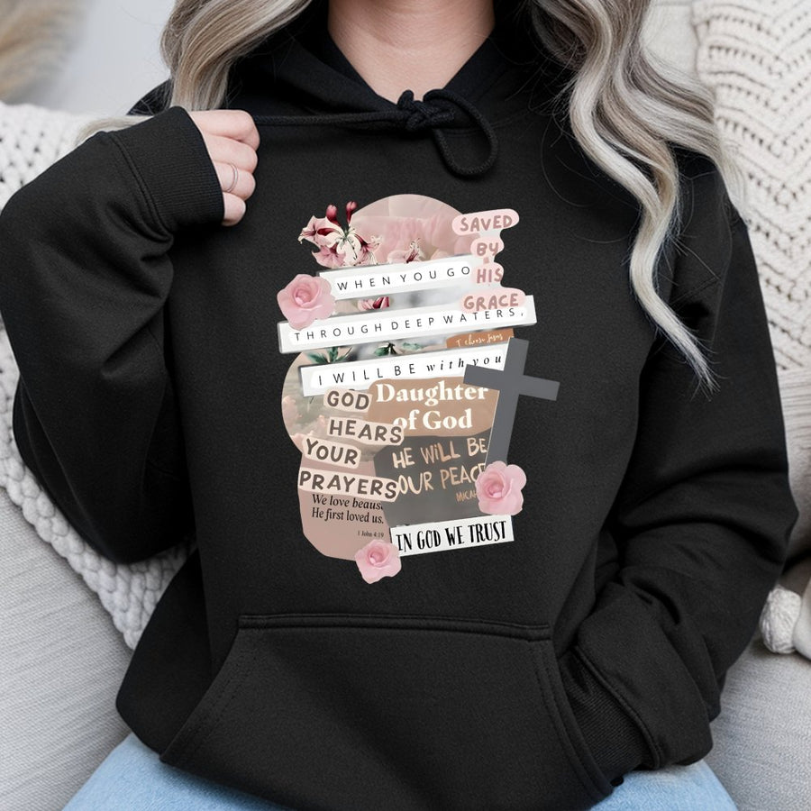 Daughter Of God Hoodie | Floral Scripture Christian Faith Design | Premium Cotton Blend | Inspirational Religious Gift For Women