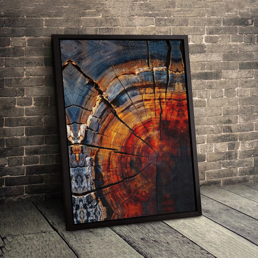 Abstract Tree Ring Canvas Print | Vibrant Wood Grain Wall Art | Premium Gallery-Wrapped 1.25" Profile | Modern Nature Home Decor