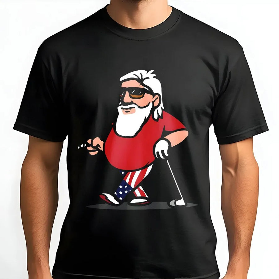 Grip It & Rip It Golf T-Shirt | Funny Patriotic Golfer with USA Flag Pants | Premium Cotton Blend | Humor Gift for Dad, Grandpa