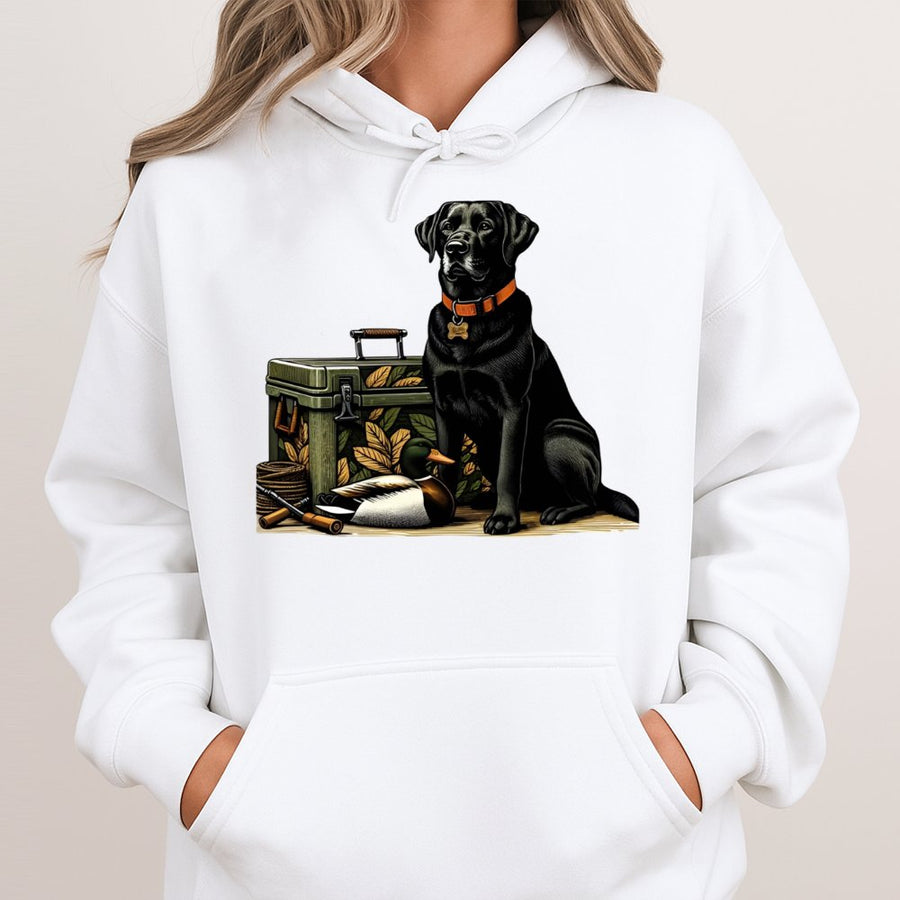 Black Labrador Hunting Hoodie | Duck Hunter Dog Graphic | Premium Cotton Blend | Gift For Outdoorsmen & Retriever Lovers