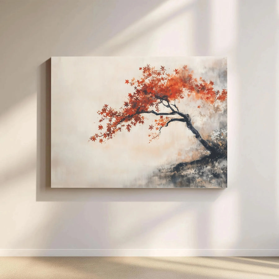 Japanese Maple Tree Canvas Print | Red Autumn Leaf Wall Art | Gallery Wrapped Premium Material | Modern Home Decor Gift