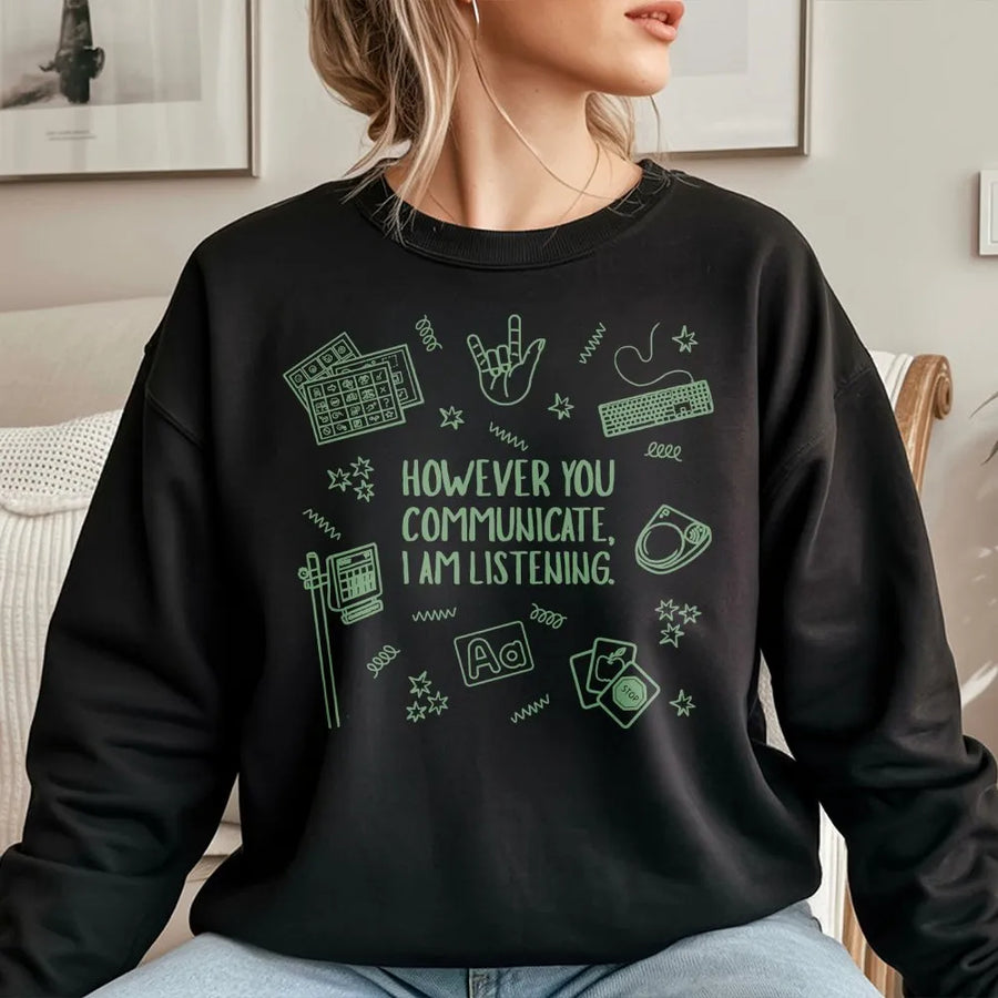 SPED Teacher Communication Shirt | AAC & Sign Language Graphic | Soft Cotton Unisex Tee | Gift for Speech Pathologist