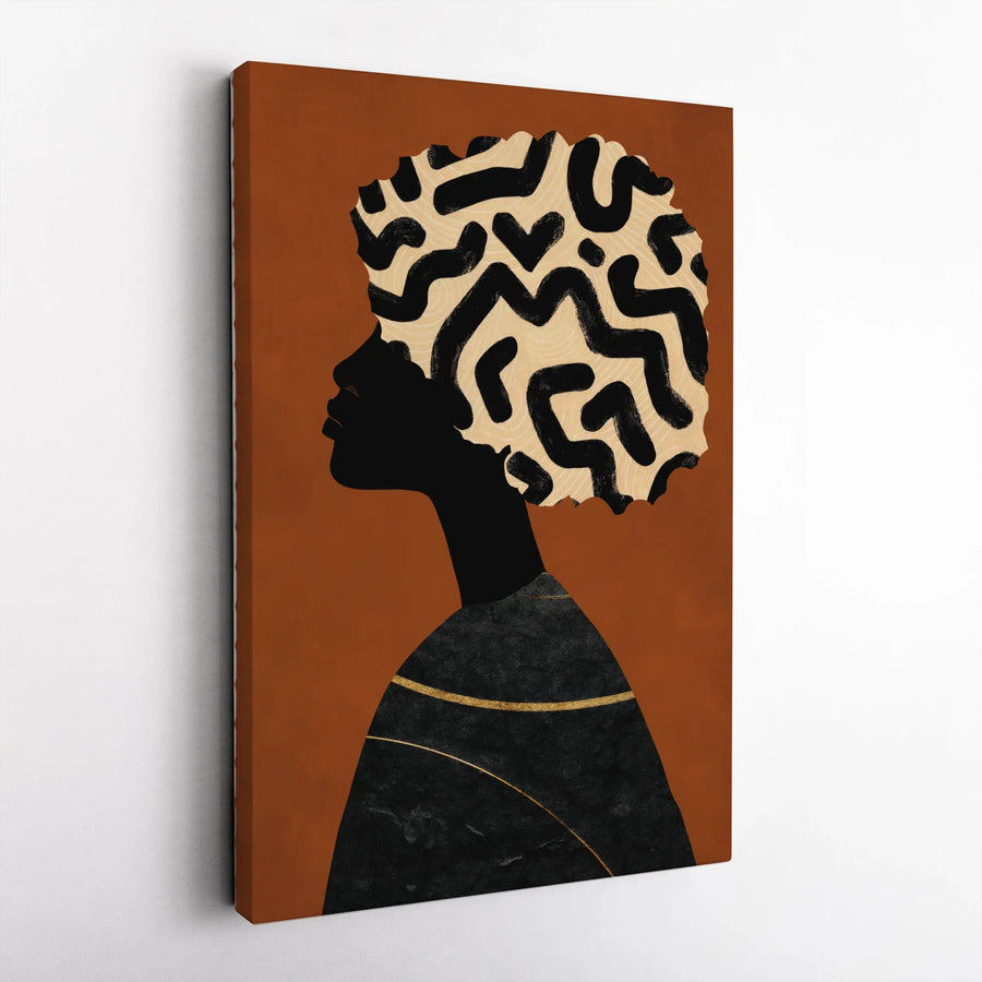 Afrocentric Wall Art Canvas | Modern Black Woman Silhouette | Premium Thick Gallery Wrap | Collector's Living Room Decor Gift