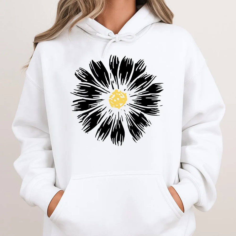 Daisy Hoodie | Boho Wildflower Graphic | Premium Cotton Blend | Aesthetic Gift for Plant Lovers and Gardeners