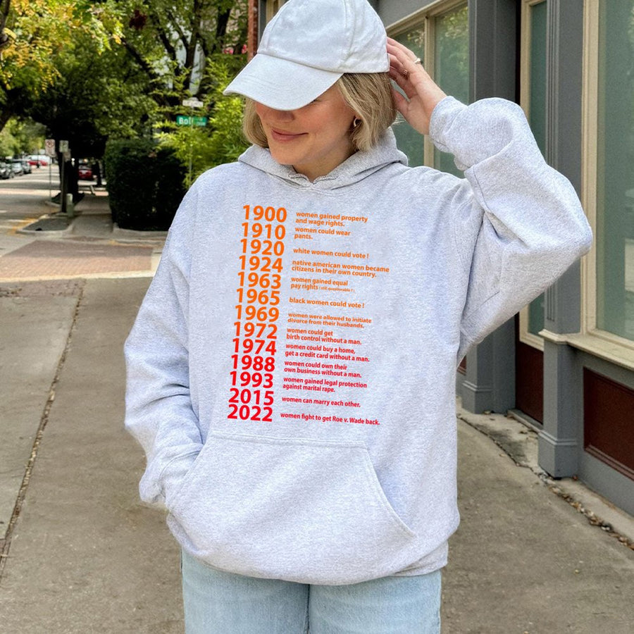 Women Rights Timeline Hoodie | Historical Feminist Milestone Graphic | Soft Cotton-Poly Blend | Gift For Activist Women and Equality Supporters