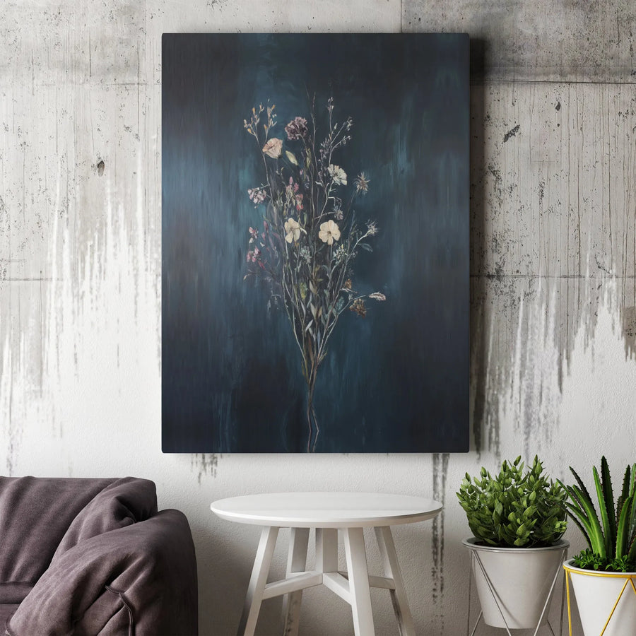 Moody Wildflower Canvas Wall Art | Dark Botanical Still Life Print | Premium Gallery Canvas | Elegant Home Decor Gift